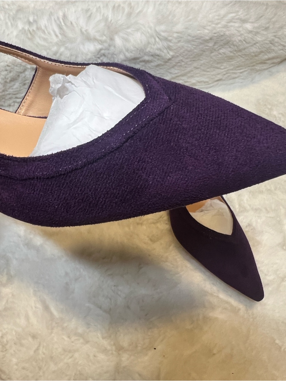 NIB Purple Suede Pointed-Toe Slingback Block Heel Pumps - Picture 4 of 6
